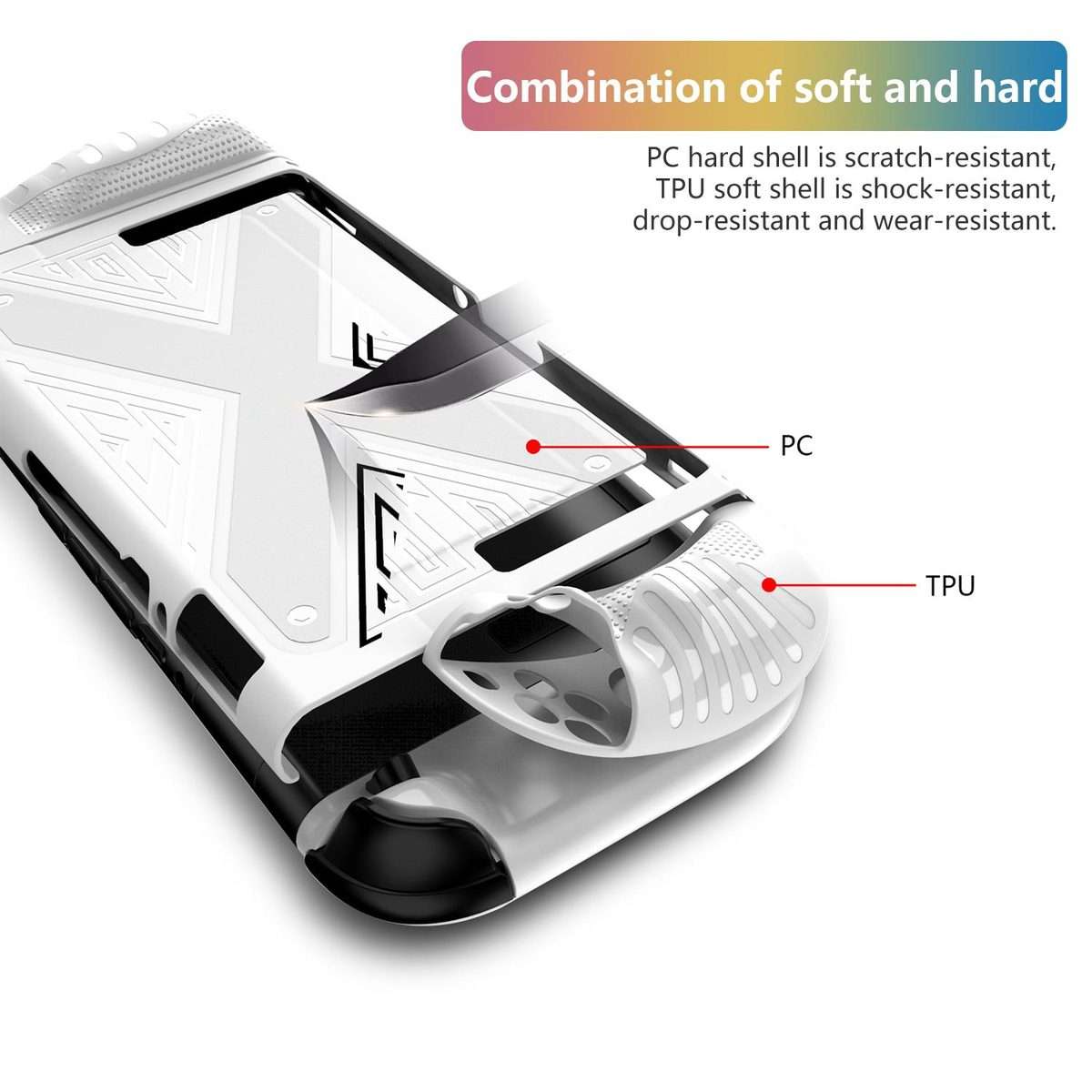 For Nintendo Switch 2 Detachable X-pattern Protective Case with Holder(White)