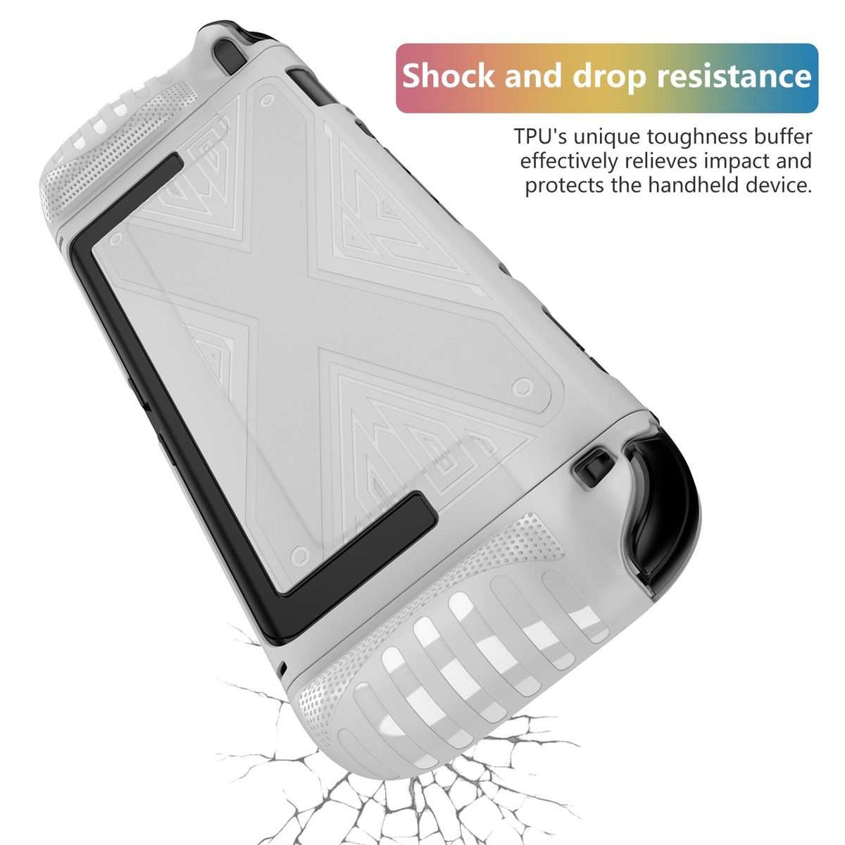 For Nintendo Switch 2 Detachable X-pattern Protective Case with Holder(White)