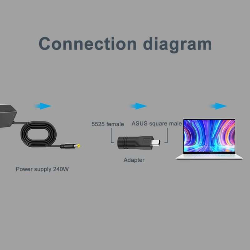 240W Laptop Charging Adapter(5.5x2.5mm to ASUS Square Port)
