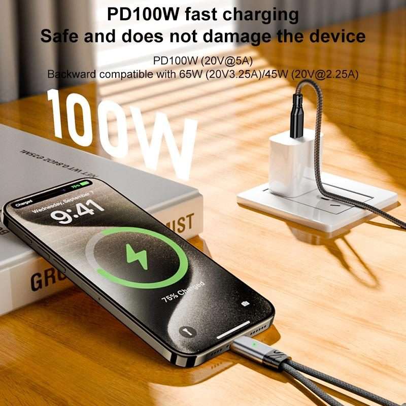 2 in 1 Type-C Male to PD 100W Type-C Charging and Type-C Audio Female Earphone Adapter(White)
