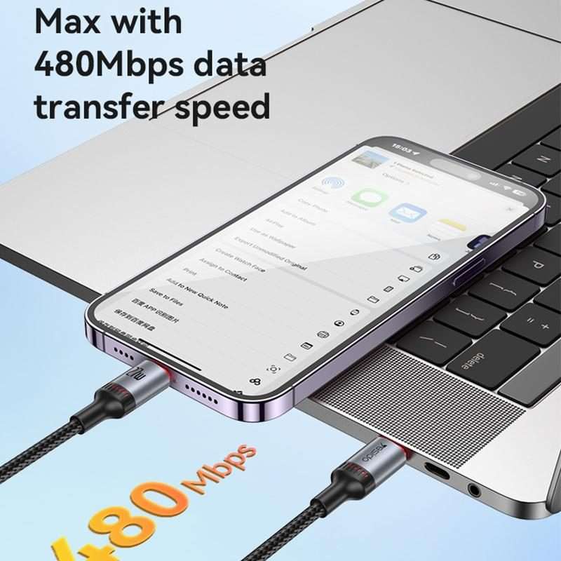 Yesido CA182 PD27W 3A USB-C / Type-C to 8 Pin Charging Data Cable, Length: 1.2m(Black)