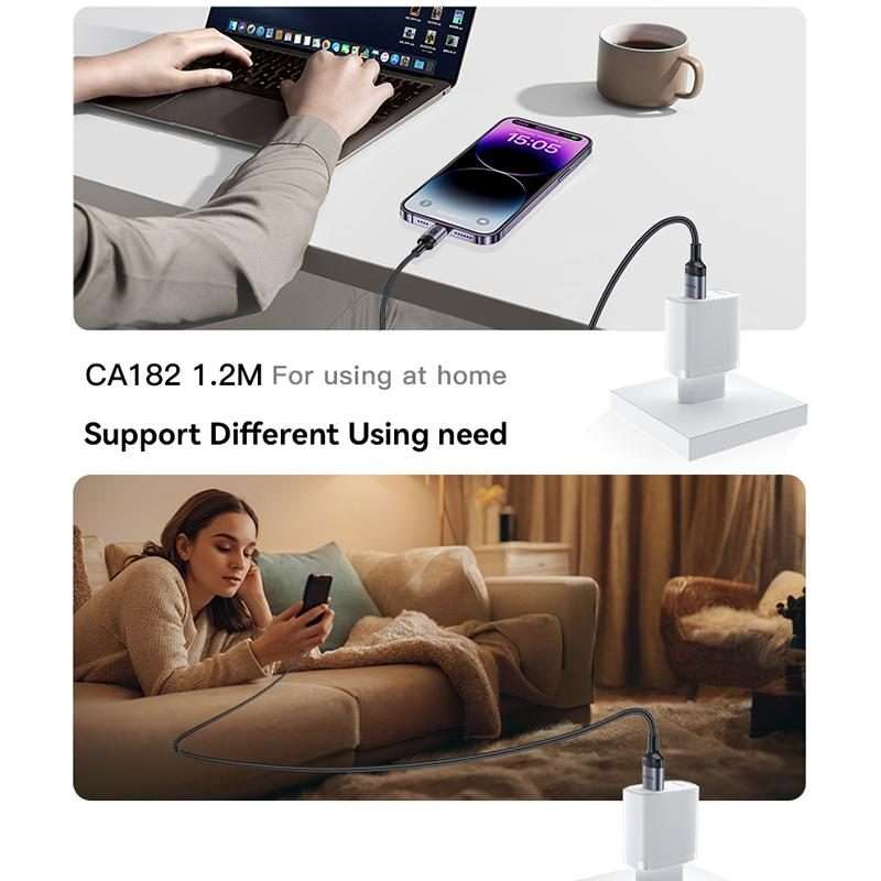 Yesido CA182 PD27W 3A USB-C / Type-C to 8 Pin Charging Data Cable, Length: 1.2m(Black)