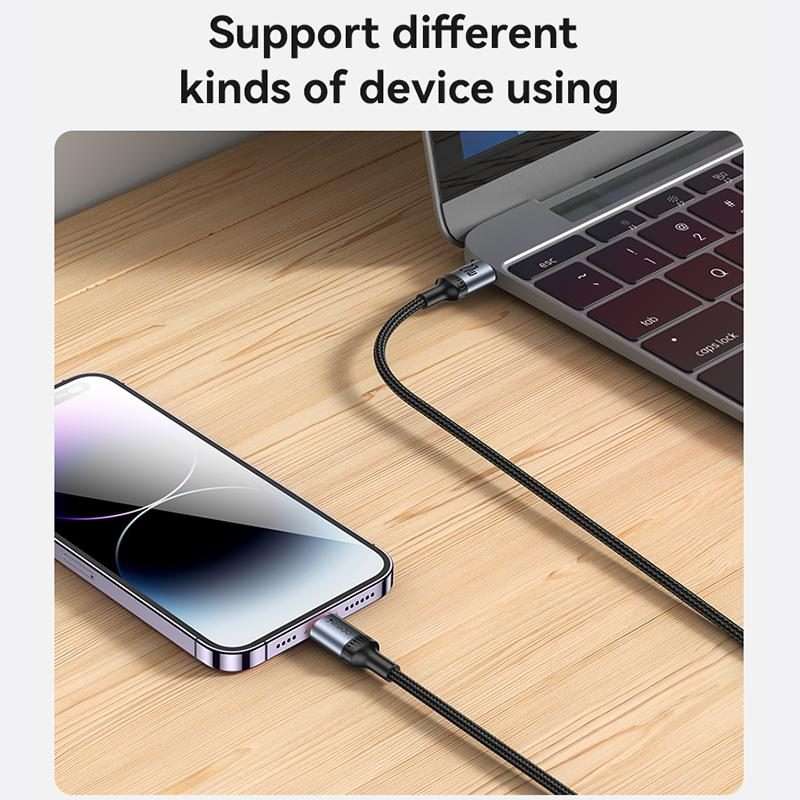 Yesido CA184 PD27W 3A USB-C / Type-C to 8 Pin Charging Data Cable, Length: 2m(Black)
