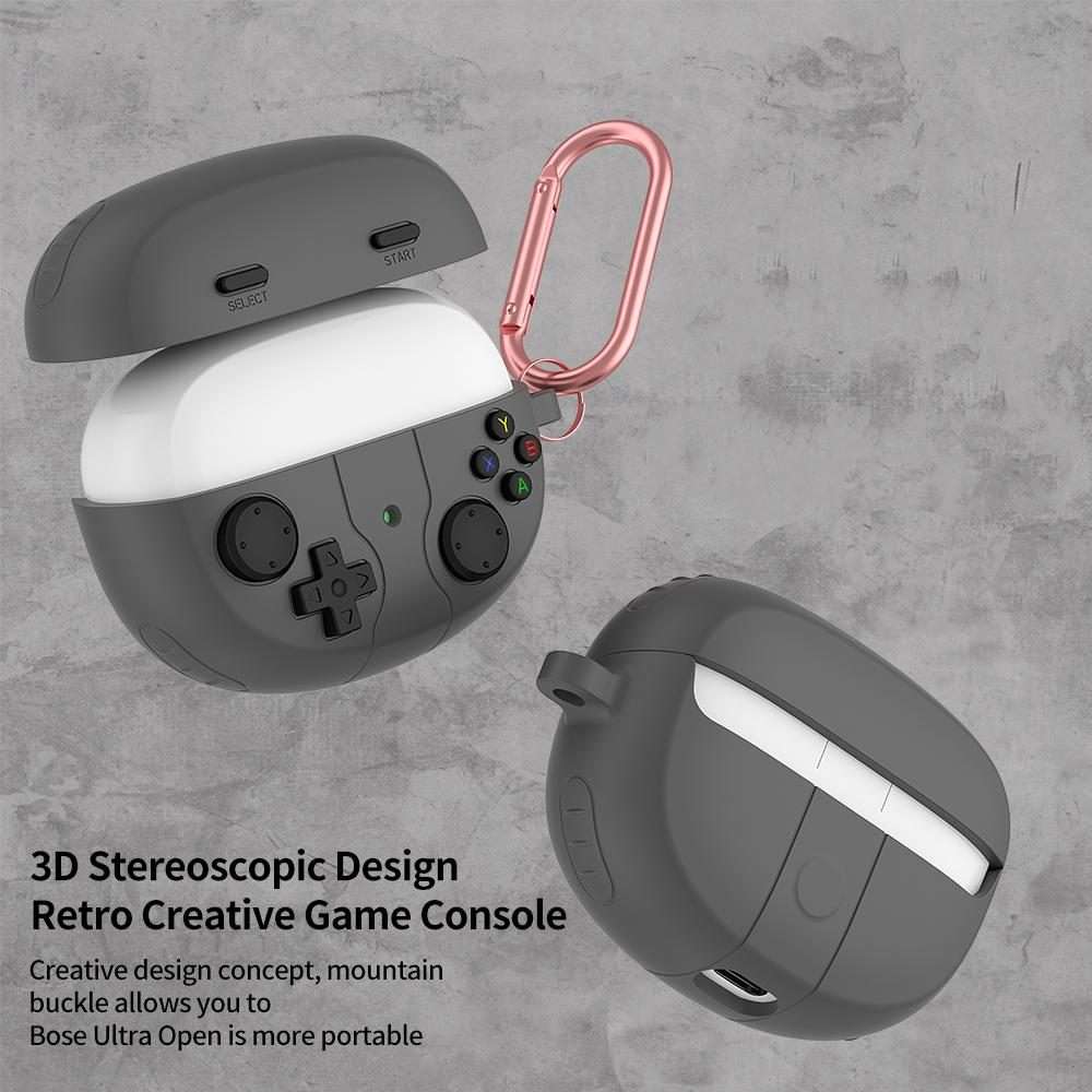 For Bose Ultra Open Earbuds Retro Game Console Style Silicone Earbuds Case(Dark Grey)