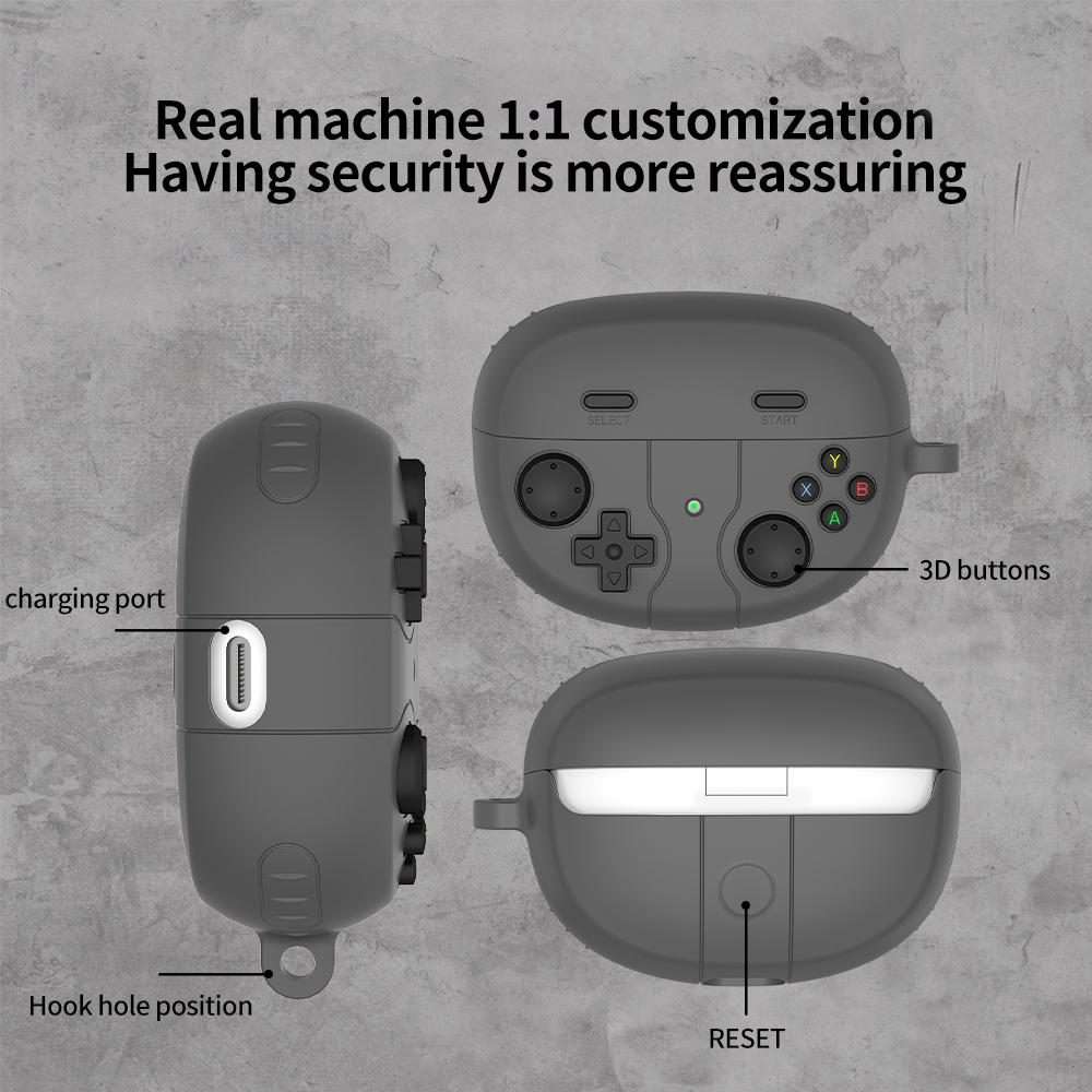 For Bose Ultra Open Earbuds Retro Game Console Style Silicone Earbuds Case(Dark Grey)