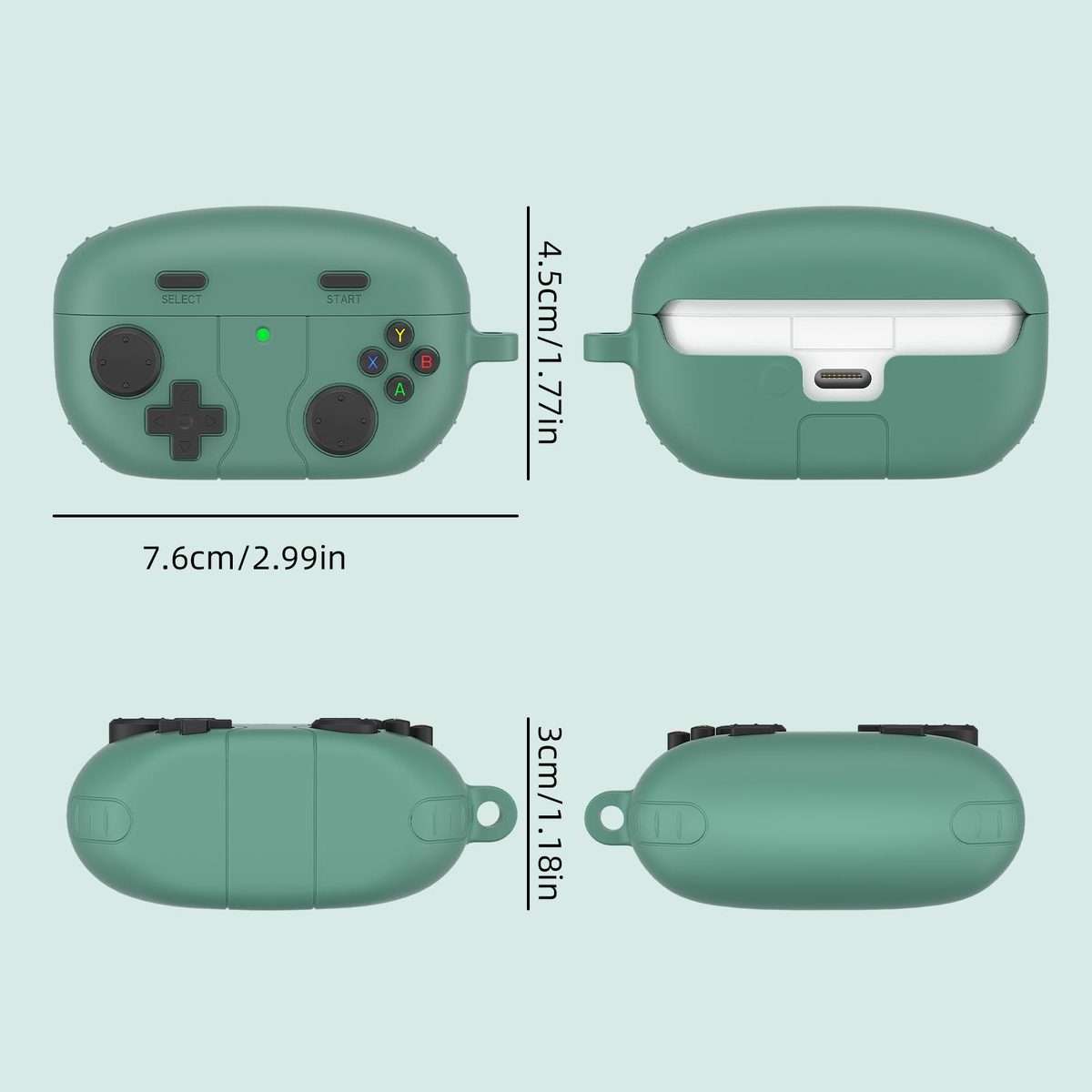 For Sony WF-1000XM5 Retro Game Console Style Silicone Earbuds Case(Green)