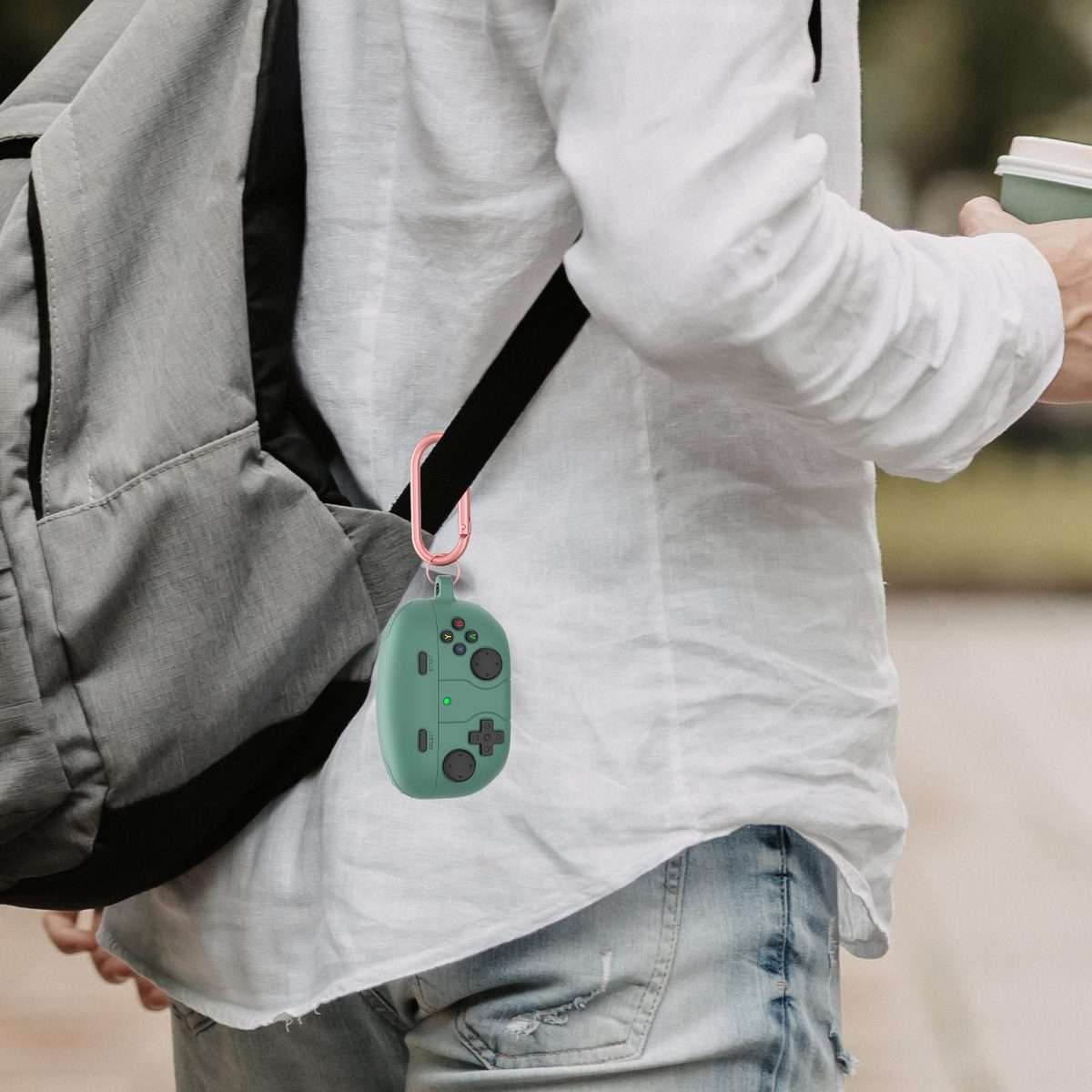 For Sony WF-1000XM5 Retro Game Console Style Silicone Earbuds Case(Green)