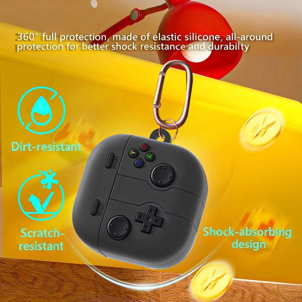 For Samsung Galaxy Buds4 / 4 Pro Retro Game Console Style Silicone Earbuds Case(Light Grey)