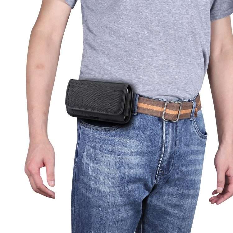 Durable Oxford Cloth Horizontal Plate Hanging Waist Phone Waist Pack Leather Case with ... (Black)