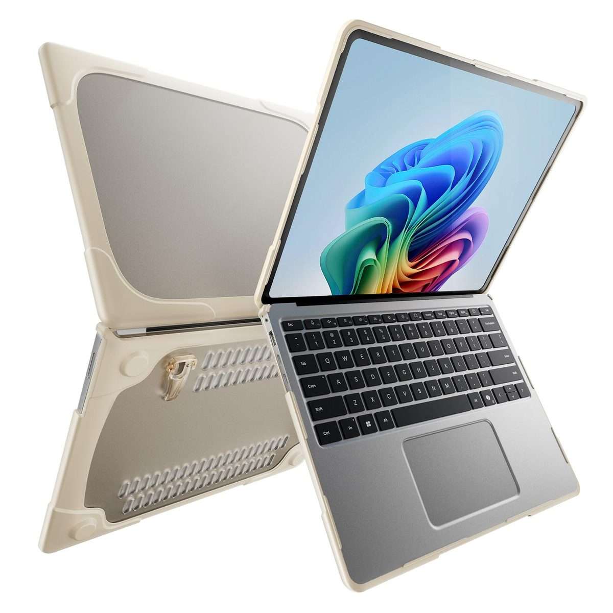 For Microsoft Surface Laptop 7 13.8 inch TPU + PC Two-color Anti-fall Laptop Protectiv ... (Khaki)