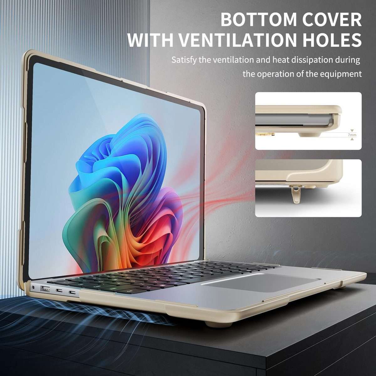 For Microsoft Surface Laptop 7 13.8 inch TPU + PC Two-color Anti-fall Laptop Protectiv ... (Khaki)