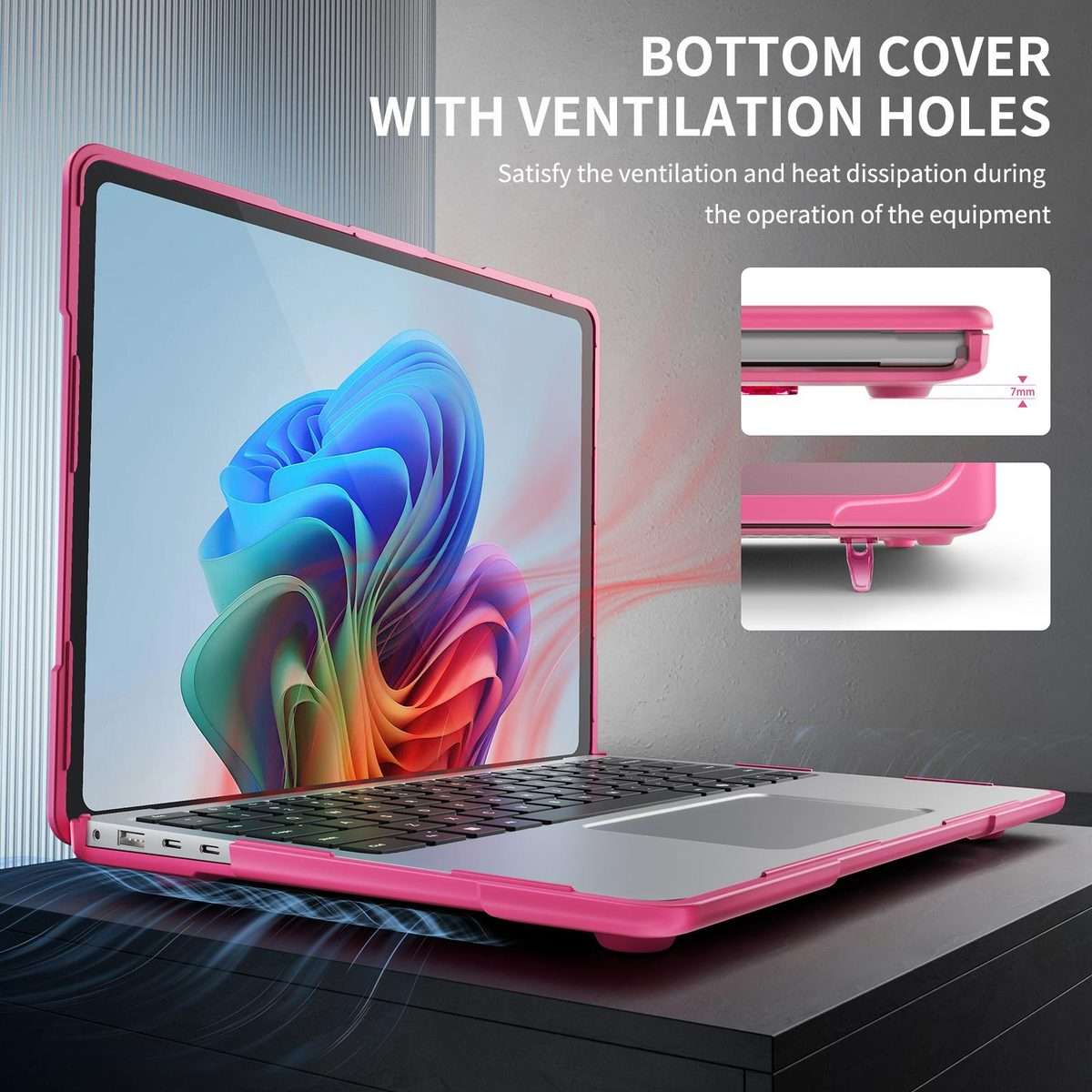 For Microsoft Surface Laptop 7 13.8 inch TPU + PC Two-color Anti-fall Laptop Protec ... (Rose Red)