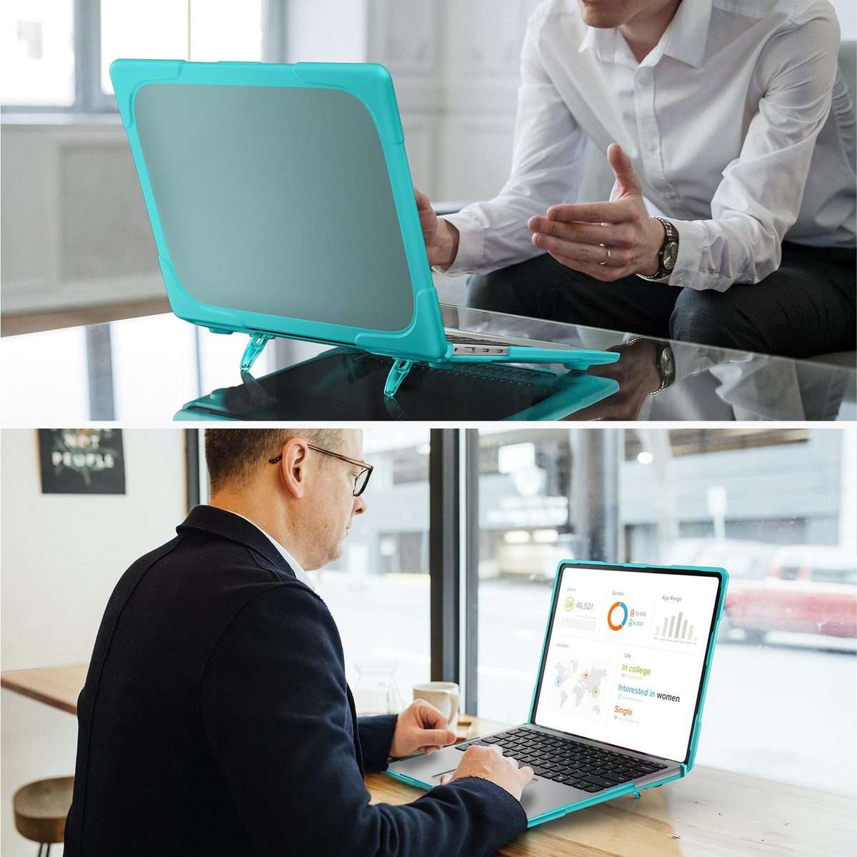 For Microsoft Surface Laptop 7 13.8 inch TPU + PC Two-color Anti-fall Laptop Prot ... (Light Blue)