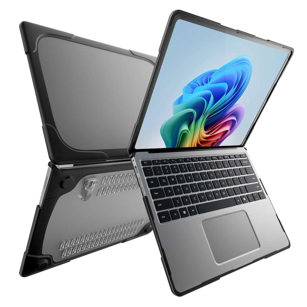 For Microsoft Surface Laptop 7 13.8 inch TPU + PC Two-color Anti-fall Laptop Protectiv ... (Black)