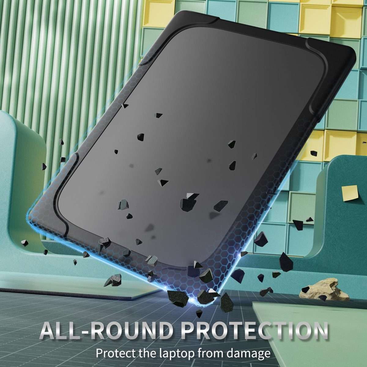 For Microsoft Surface Laptop 7 13.8 inch TPU + PC Two-color Anti-fall Laptop Protectiv ... (Black)