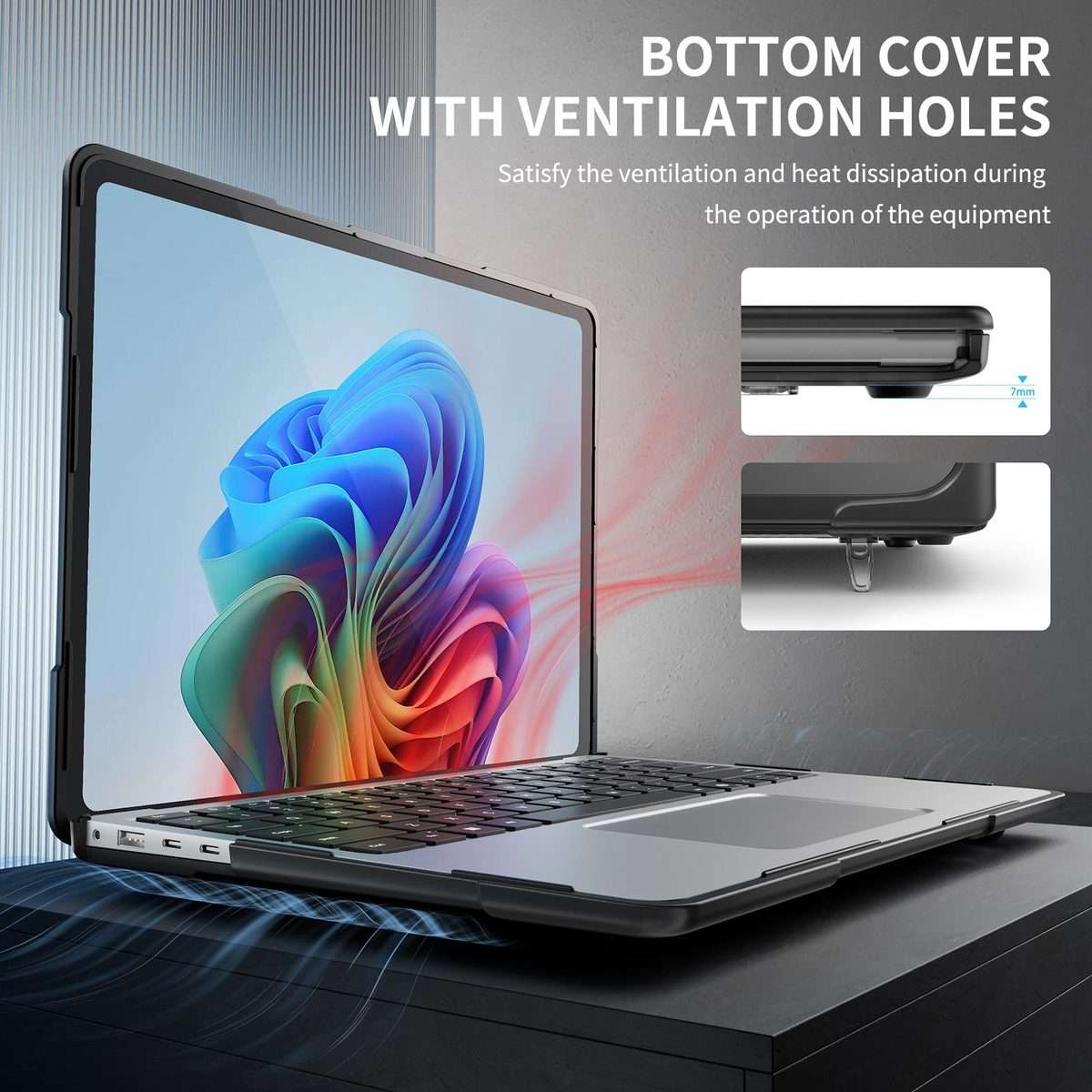 For Microsoft Surface Laptop 7 13.8 inch TPU + PC Two-color Anti-fall Laptop Protectiv ... (Black)