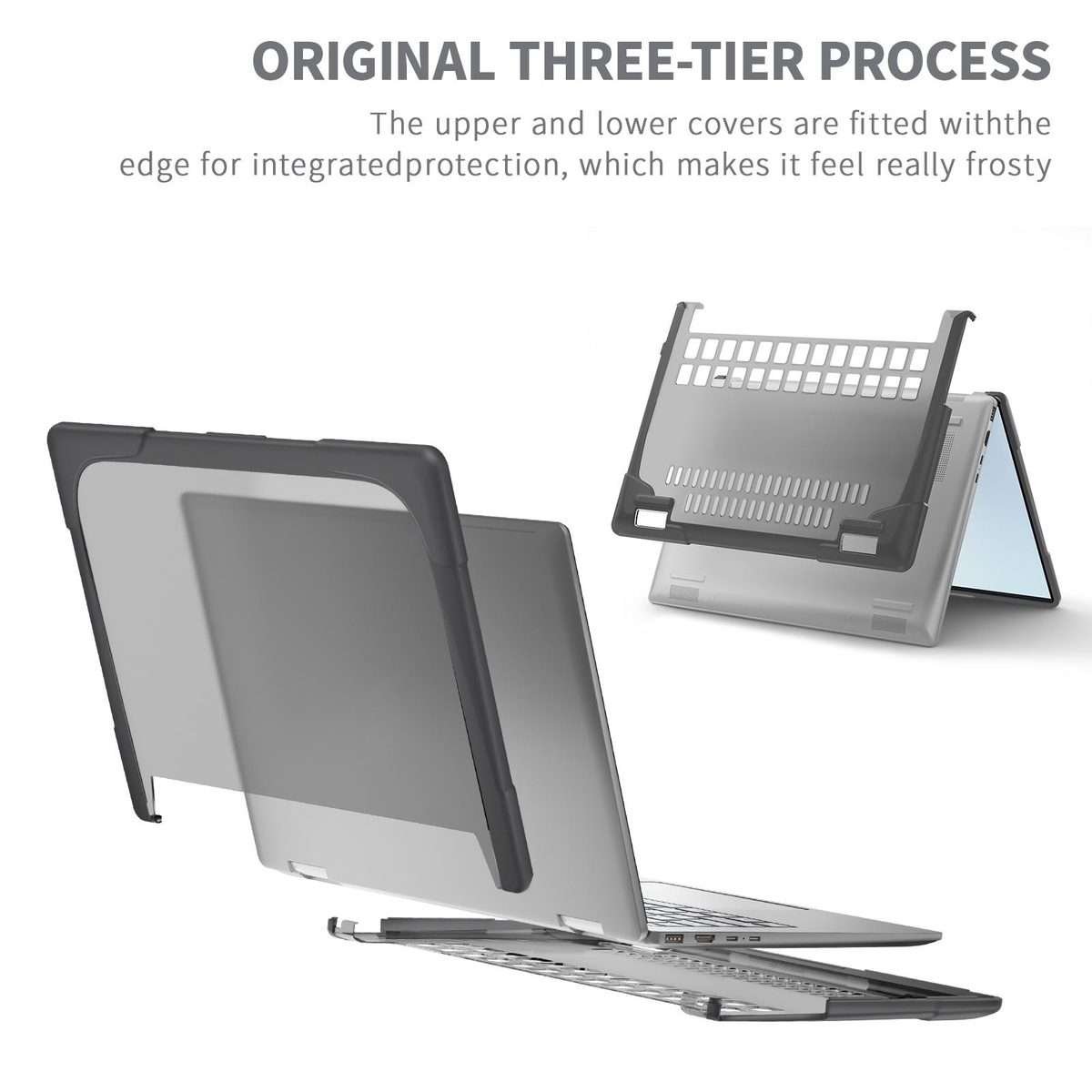 For HP ENVY X360-14 2024 TPU + PC Two-color Anti-fall Laptop Protective Case(Grey)