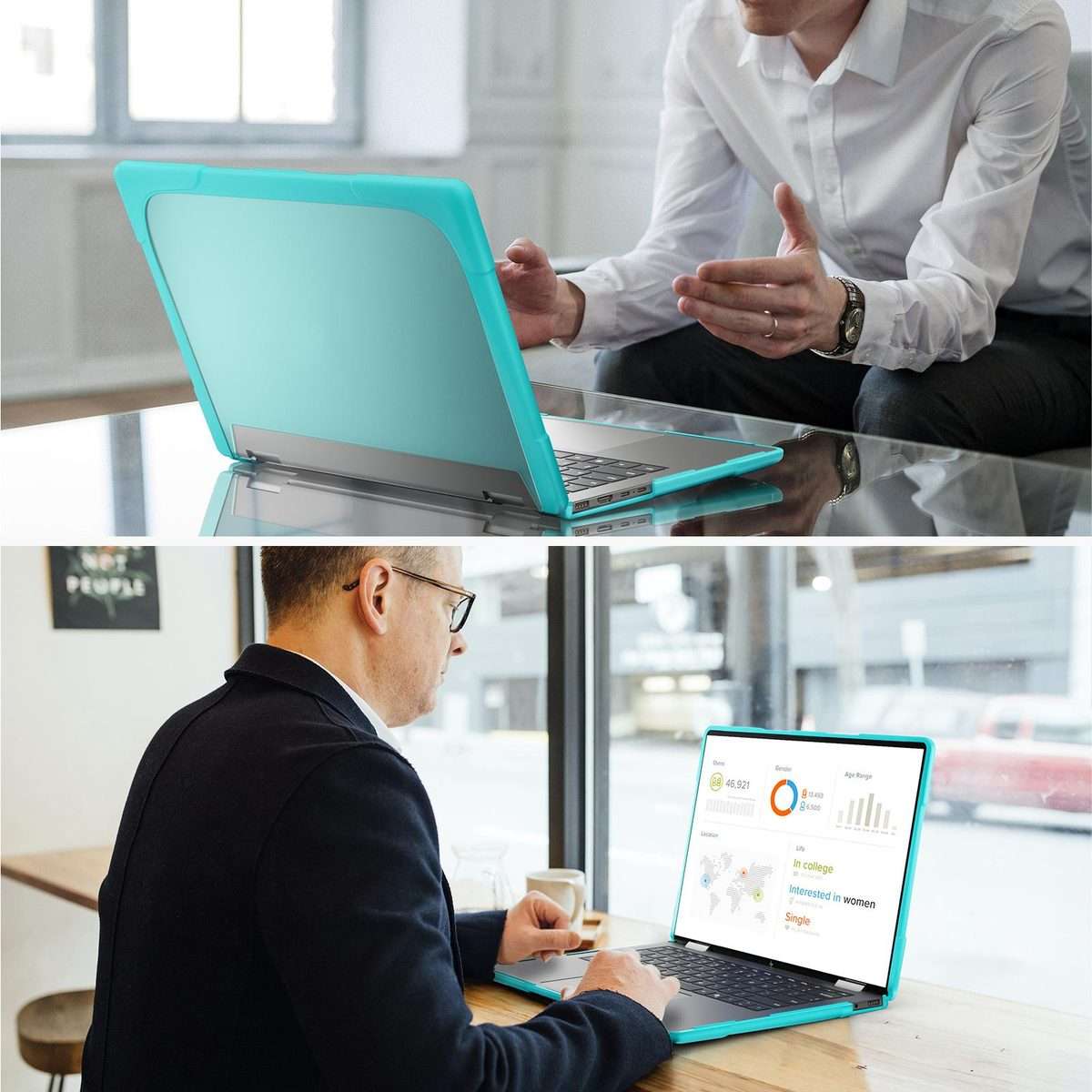 For HP ENVY X360-14 2024 TPU + PC Two-color Anti-fall Laptop Protective Case(Light Blue)