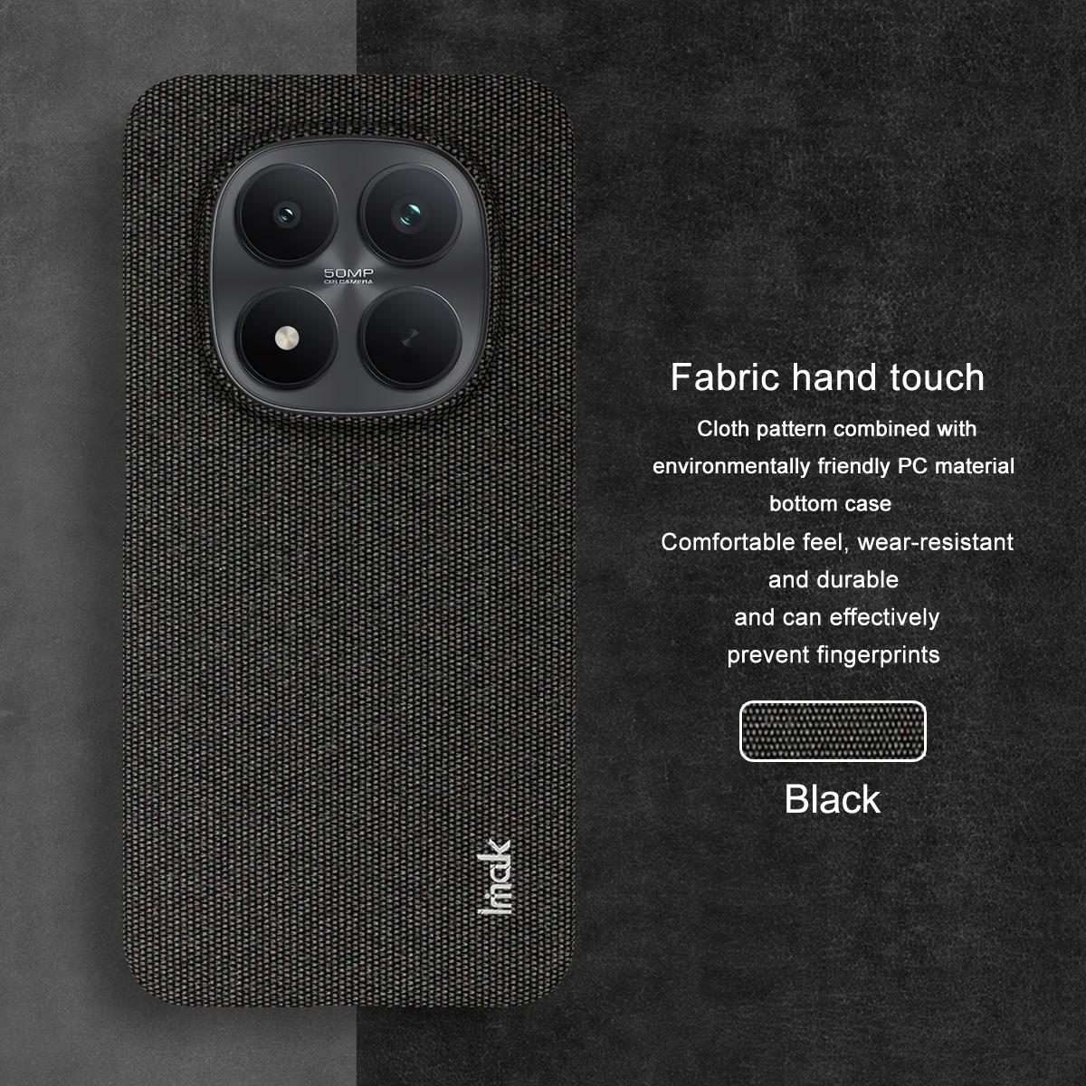 For Redmi Note 15 Pro+ 5G Global 163.3mm imak Ruiyi Series Cloth Texture PU + PC Phone Case(Black)