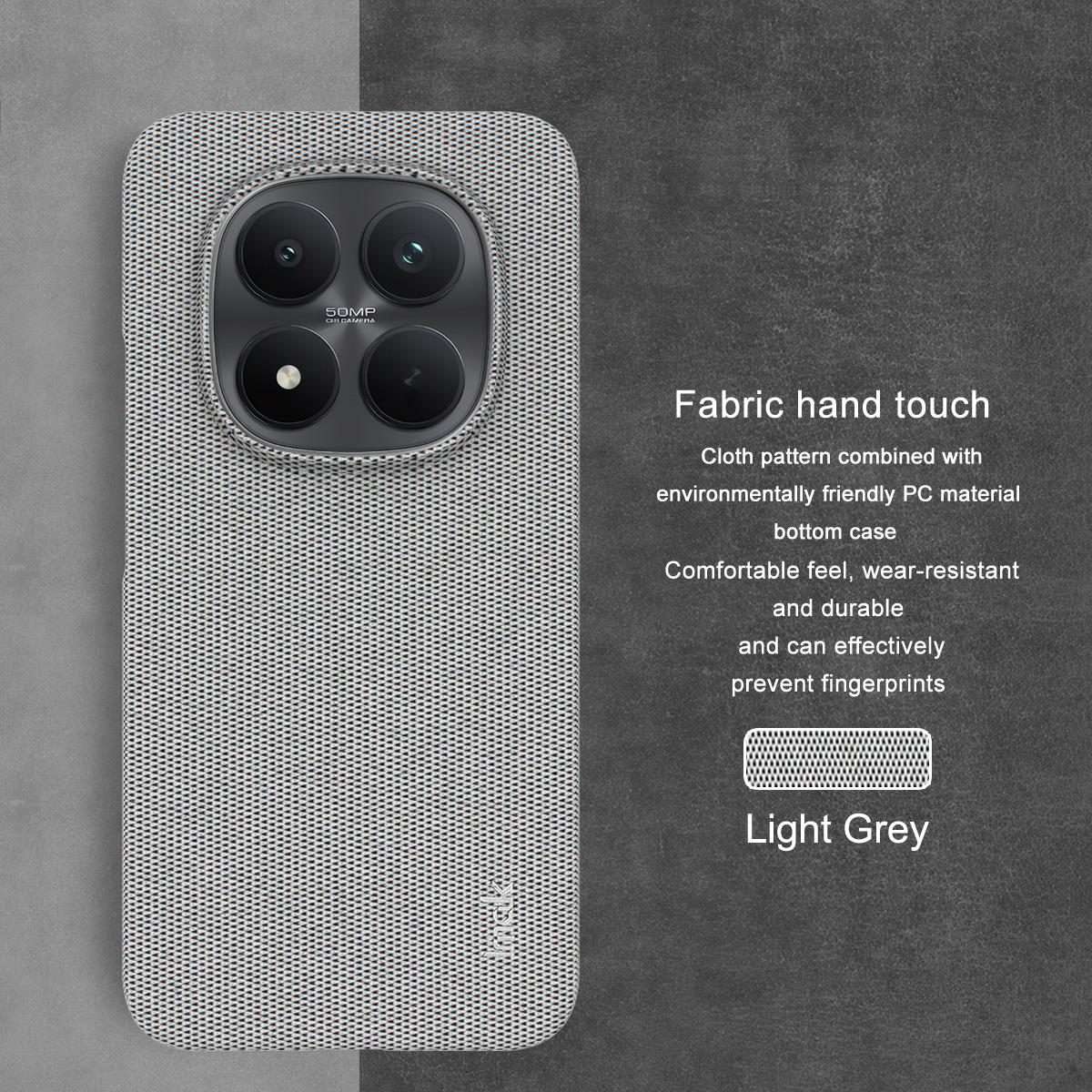 For Redmi Note 15 Pro+ 5G Global 163.3mm imak Ruiyi Series Cloth Texture PU + PC ... (Light Grey)