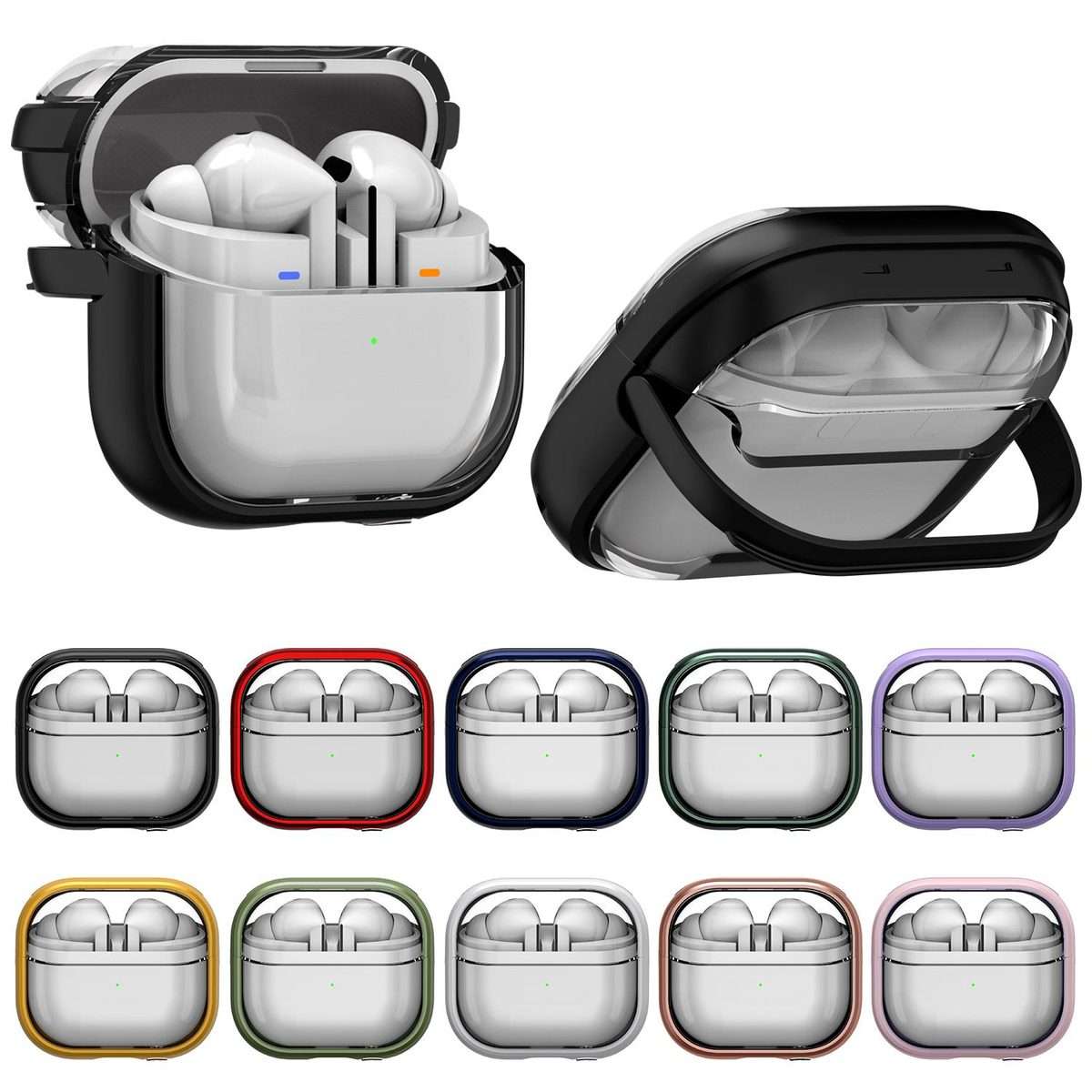 For Samsung Galaxy Buds 3 / 3 Pro TPU Hybrid PC Case with Holder(Pink)