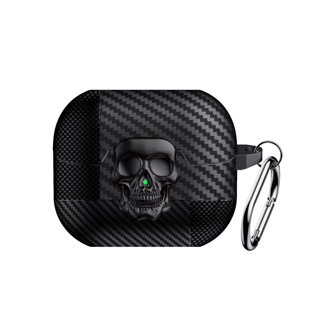 For Samsung Galaxy Buds3 Pro Carbon Fiber Pattern Skull Lock Bluetooth Earphone Protec ... (Black)