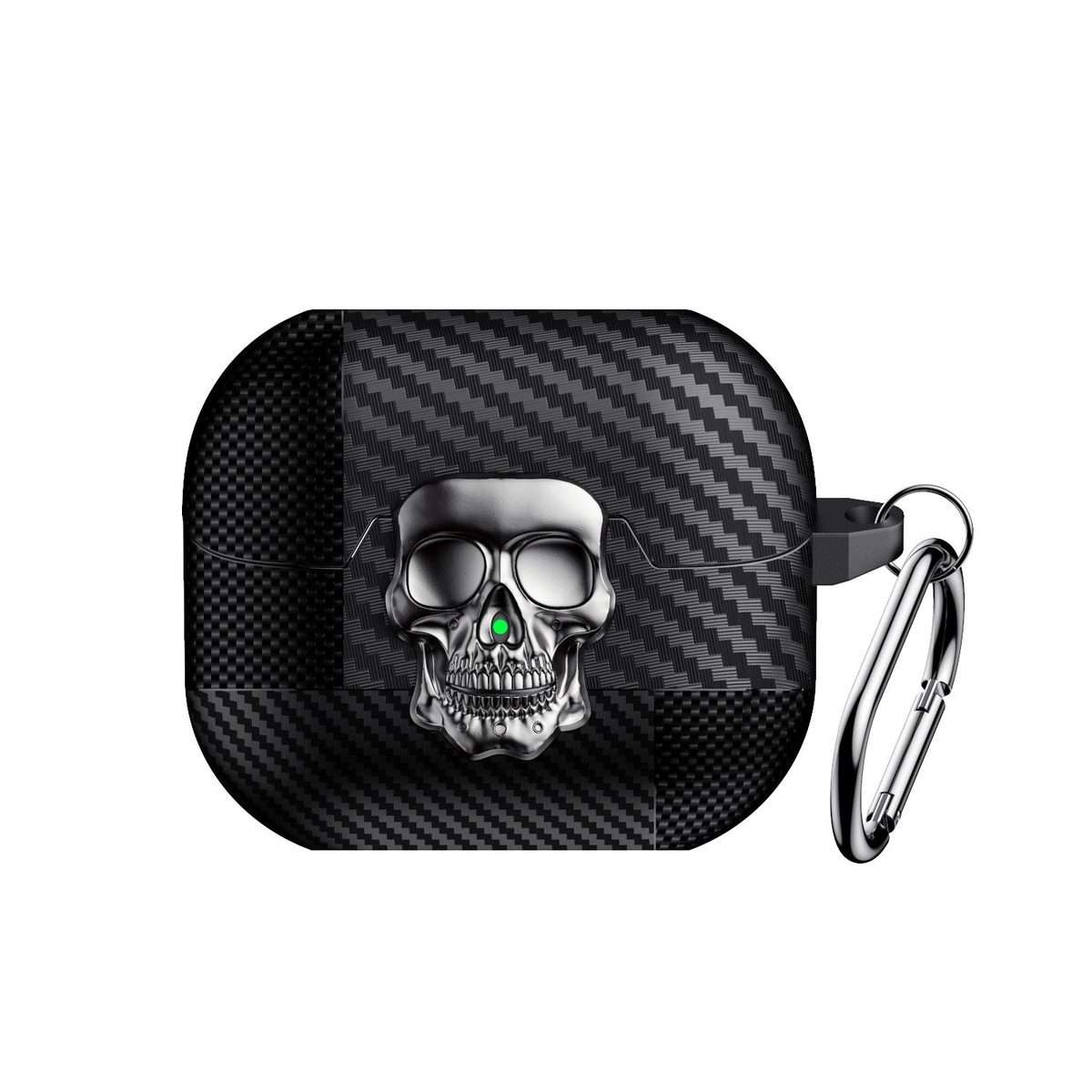 For Samsung Galaxy Buds3 Pro Carbon Fiber Pattern Skull Lock Bluetooth Earphone Protect ... (Grey)