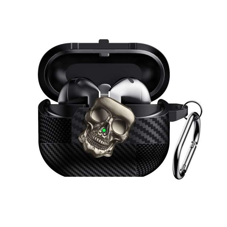 For Samsung Galaxy Buds3 Pro Carbon Fiber Pattern Skull Lock Bluetooth Earphone Protect ... (Gold)