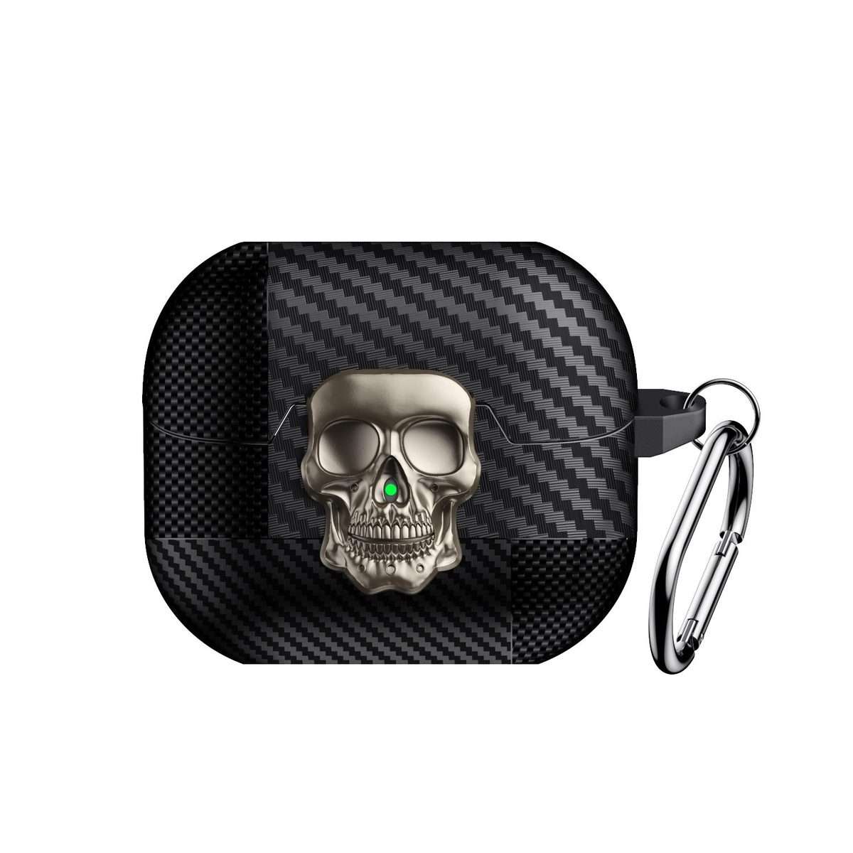 For Samsung Galaxy Buds3 Pro Carbon Fiber Pattern Skull Lock Bluetooth Earphone Protect ... (Gold)