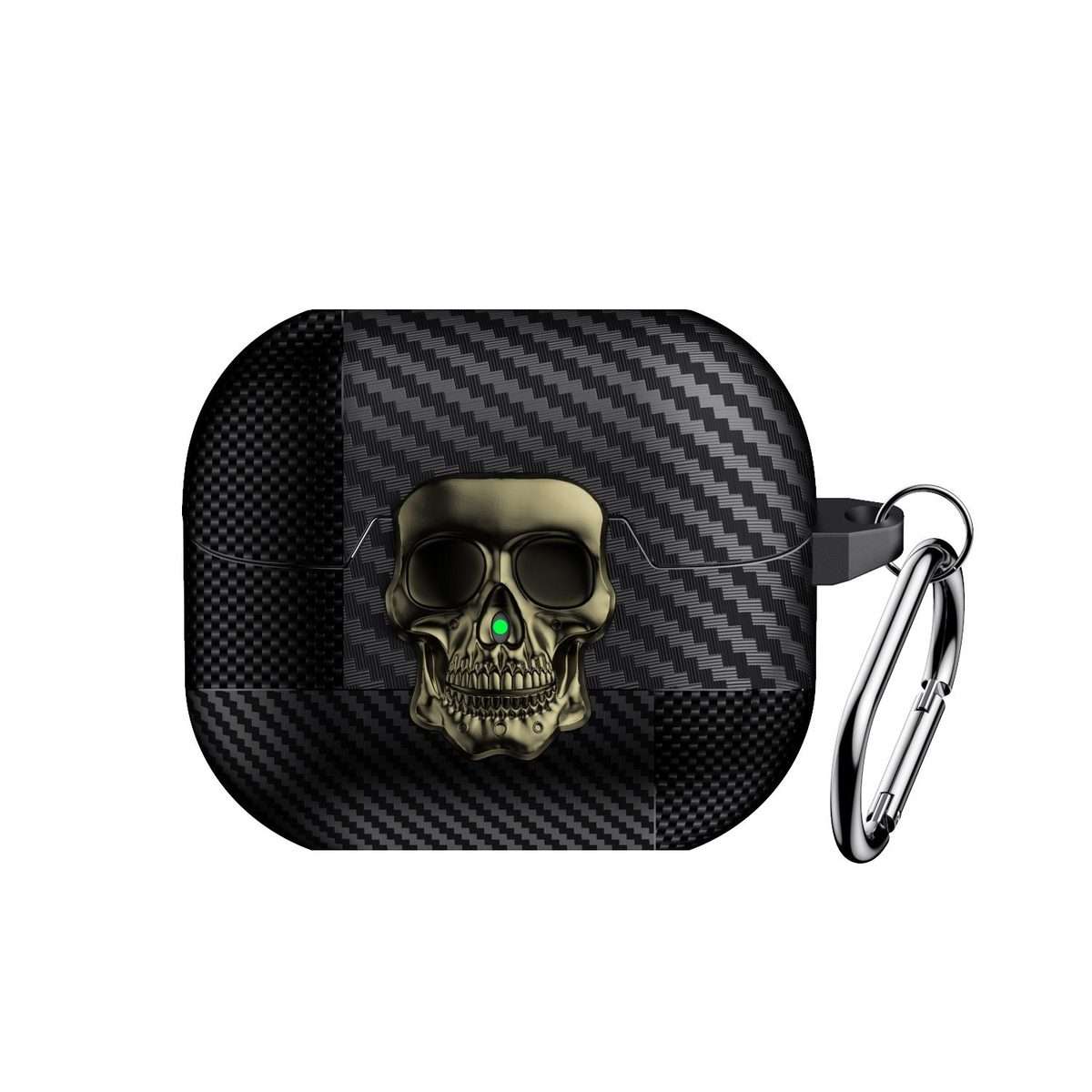 For Samsung Galaxy Buds3 Pro Carbon Fiber Pattern Skull Lock Bluetooth Earphone Prote ... (Copper)