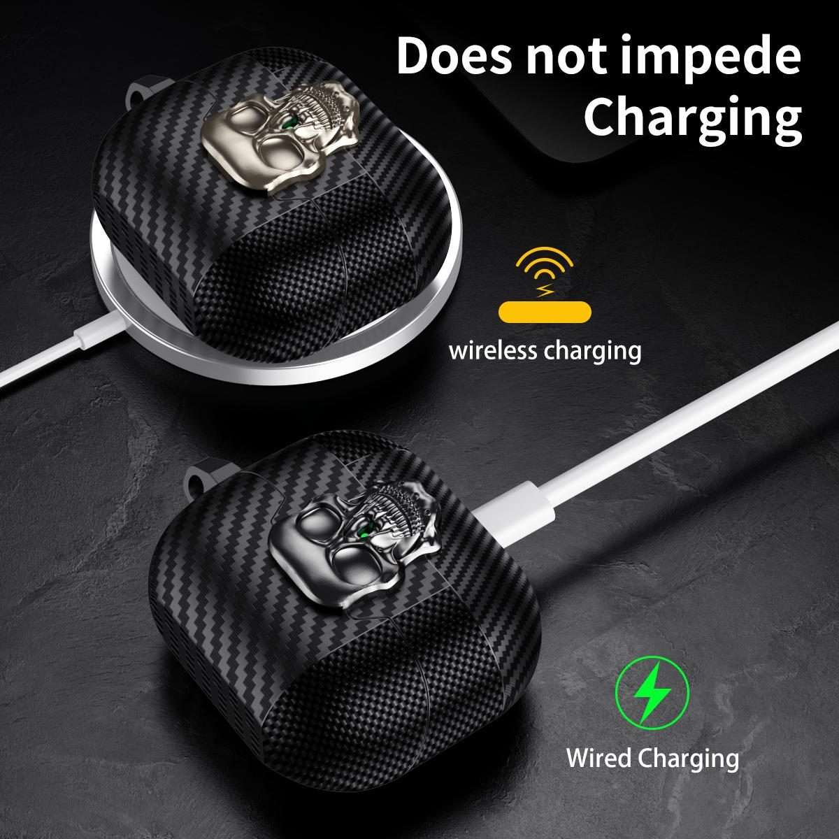 For Samsung Galaxy Buds3 Pro Carbon Fiber Pattern Skull Lock Bluetooth Earphone Prote ... (Copper)