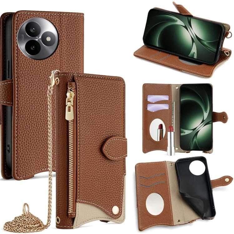 For Redmi K80 Ultra Crossbody Chain Fishtail Litchi Leather Phone Case(Brown)