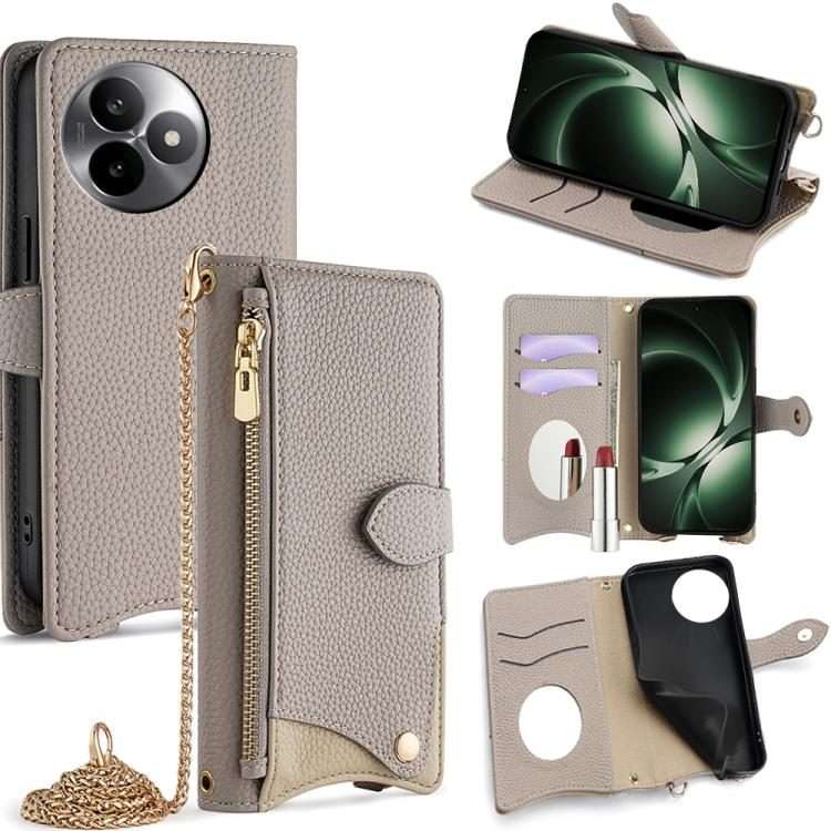 For Redmi K80 Ultra Crossbody Chain Fishtail Litchi Leather Phone Case(Grey)