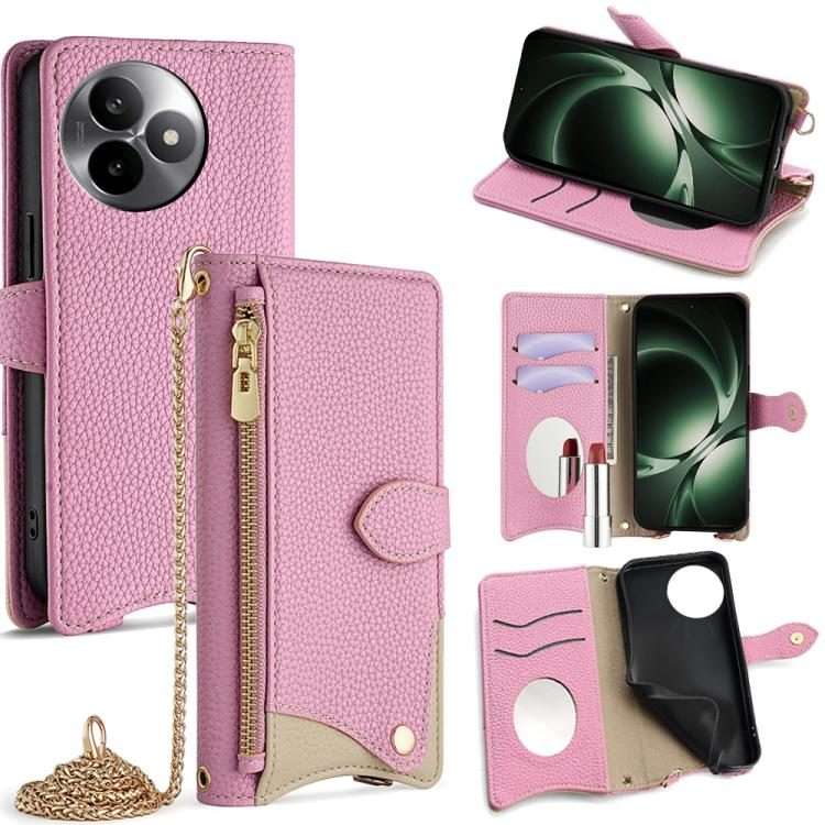 For Redmi K80 Ultra Crossbody Chain Fishtail Litchi Leather Phone Case(Pink)