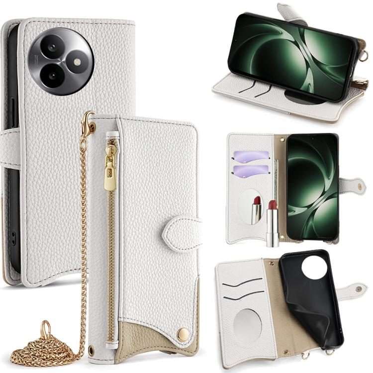 For Redmi K80 Ultra Crossbody Chain Fishtail Litchi Leather Phone Case(White)