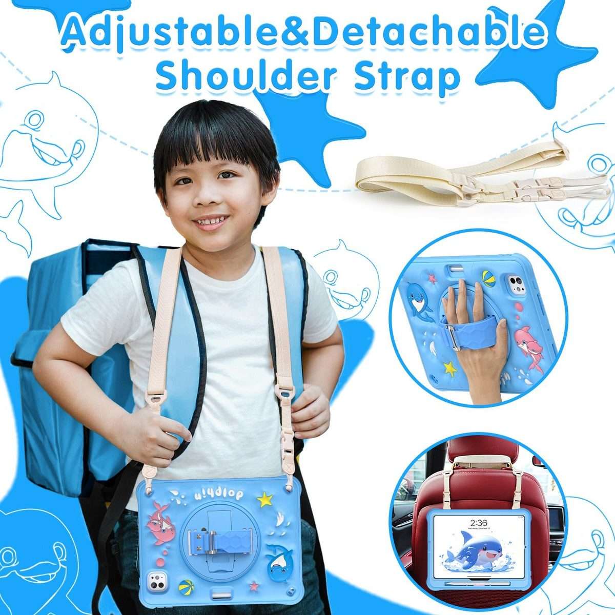 For iPad Pro 11 2025 / 2024 Dolphin Rotation Kickstand Silicone Hybrid PC Tablet Case(Blue)