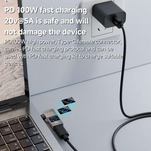 100W Computer Charging Digital Display Adapter, Specification:Type-C to DC5.5x2.1mm