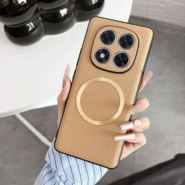 For Redmi Note 14 Pro 5G CD Magsafe Magnetic Litchi Texture Phone Case(Khaki)