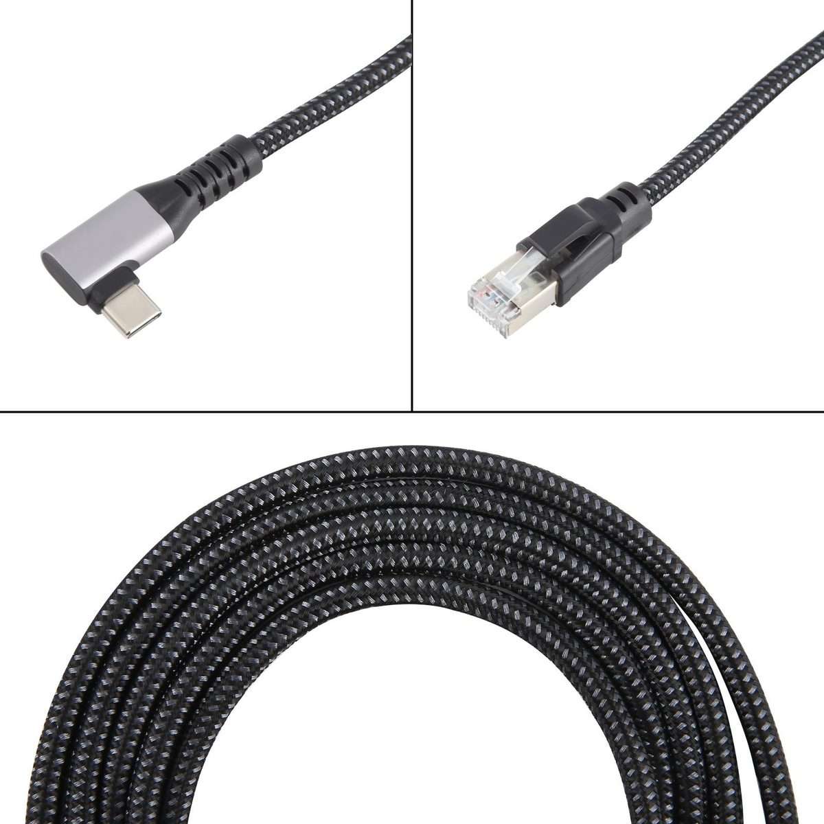 2m RJ45 to Type-C / USB 2-in-1 High Speed Network Card Ethernet Cable