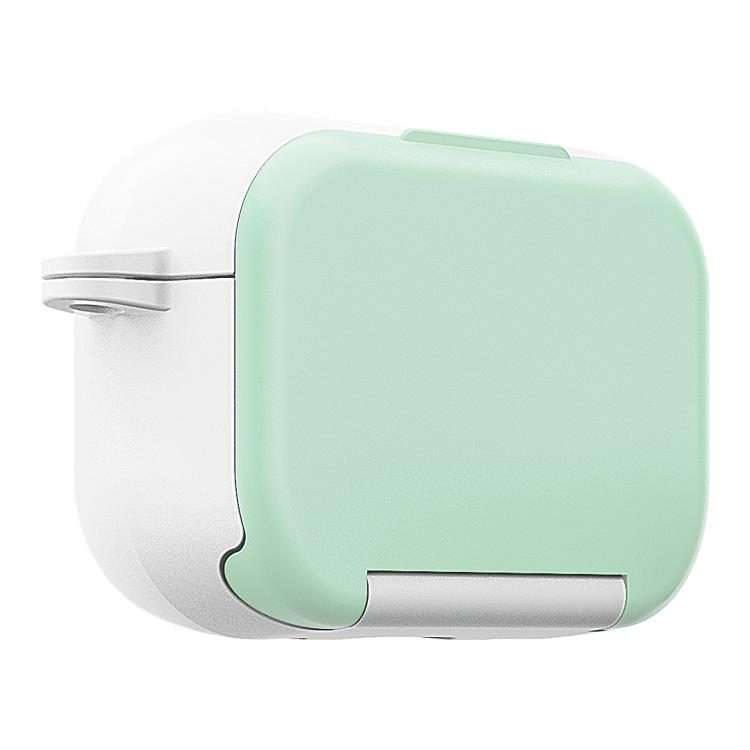 For AirPods Pro Mirror Stand Silicone Earphones Protective Case(Green)