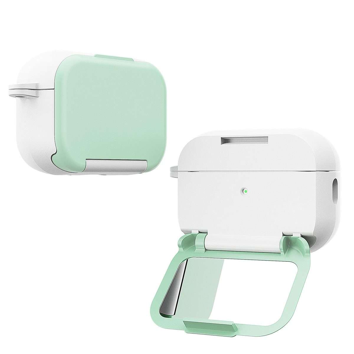 For AirPods Pro Mirror Stand Silicone Earphones Protective Case(Green)