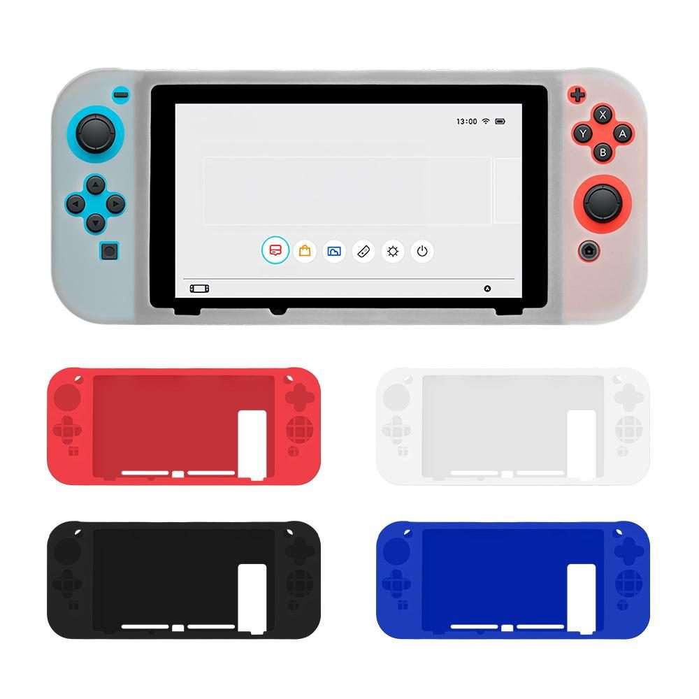 For Nintendo Switch Game Console Solid Color Silicone Full Protective Case(White)