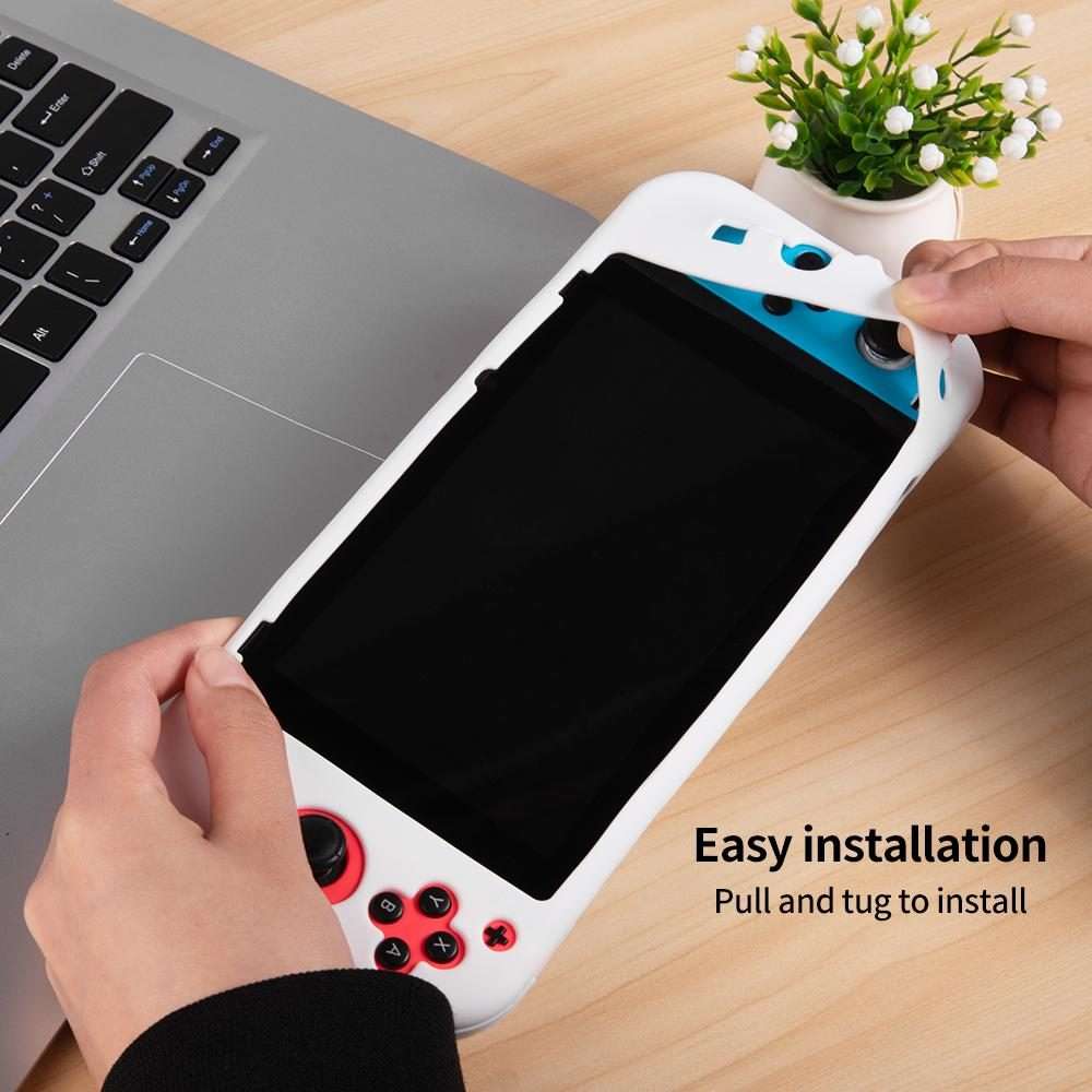 For Nintendo Switch Game Console Solid Color Silicone Full Protective Case(Black)