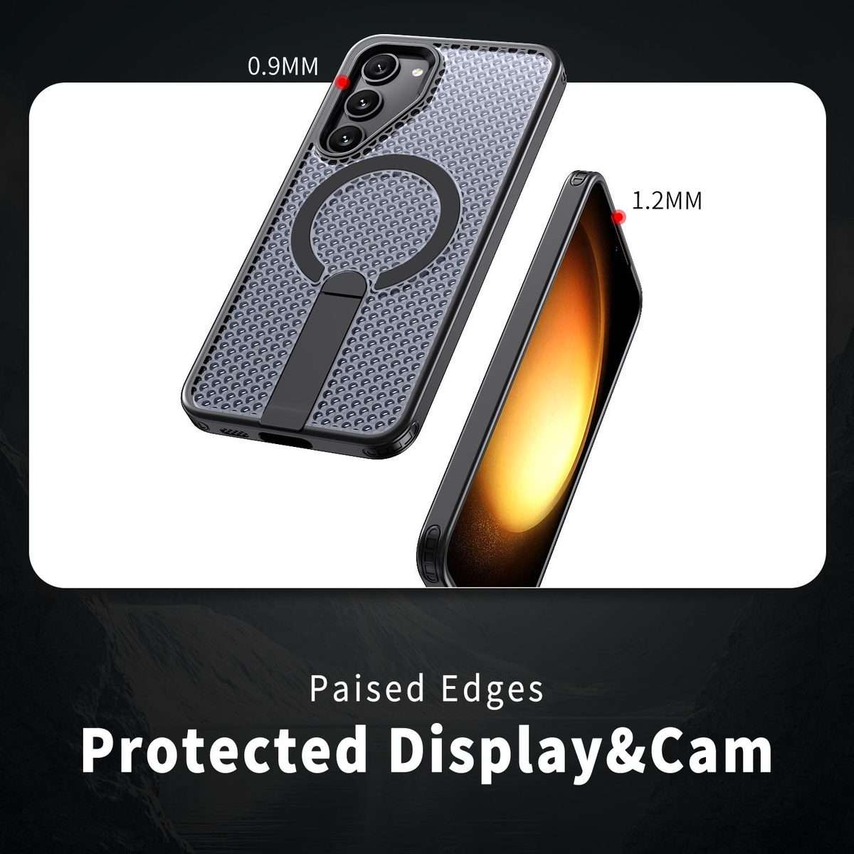 For Samsung Galaxy S23+ 5G Honeycomb Cooling MagSafe Holder Phone Case(Black)