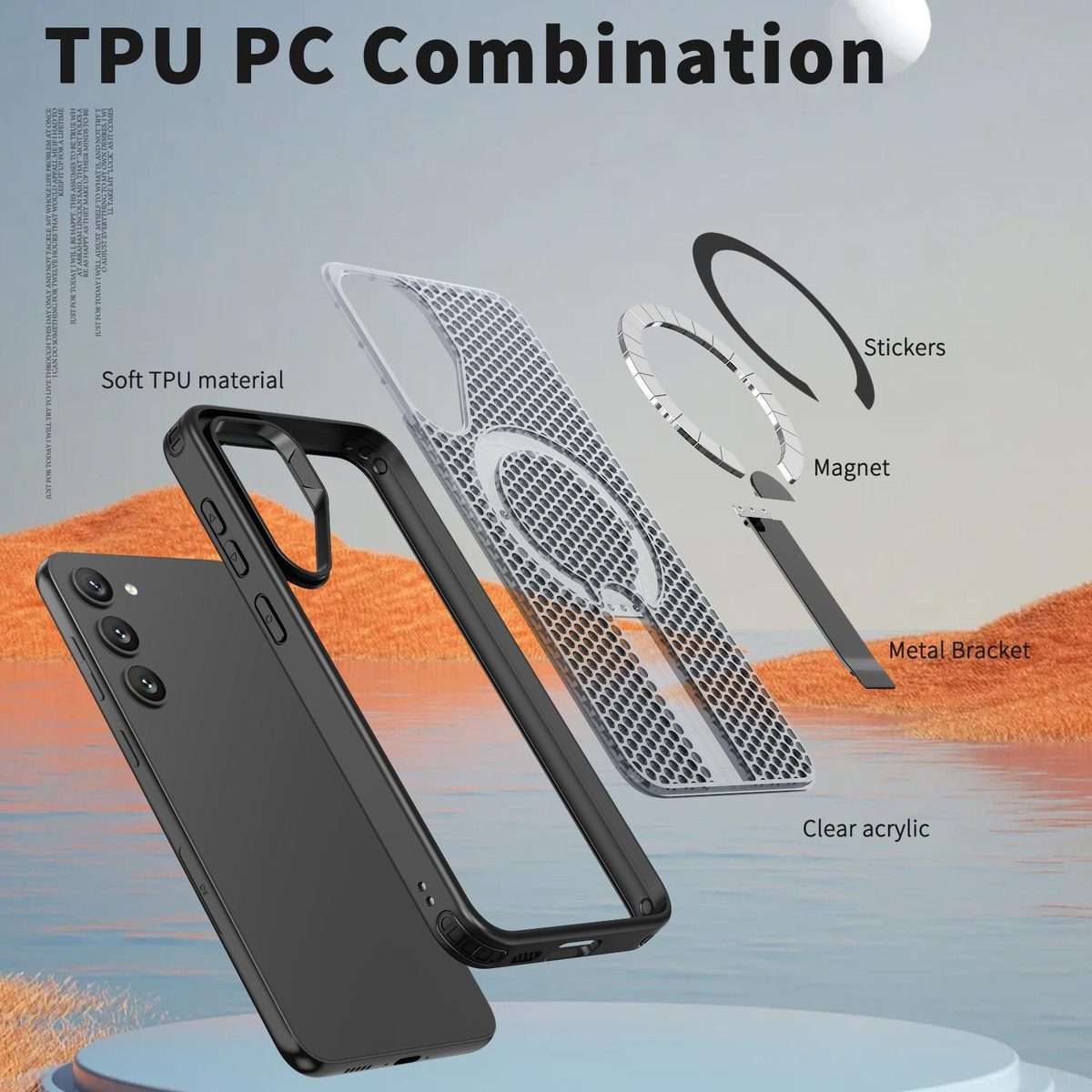 For Samsung Galaxy S23+ 5G Honeycomb Cooling MagSafe Holder Phone Case(Black)