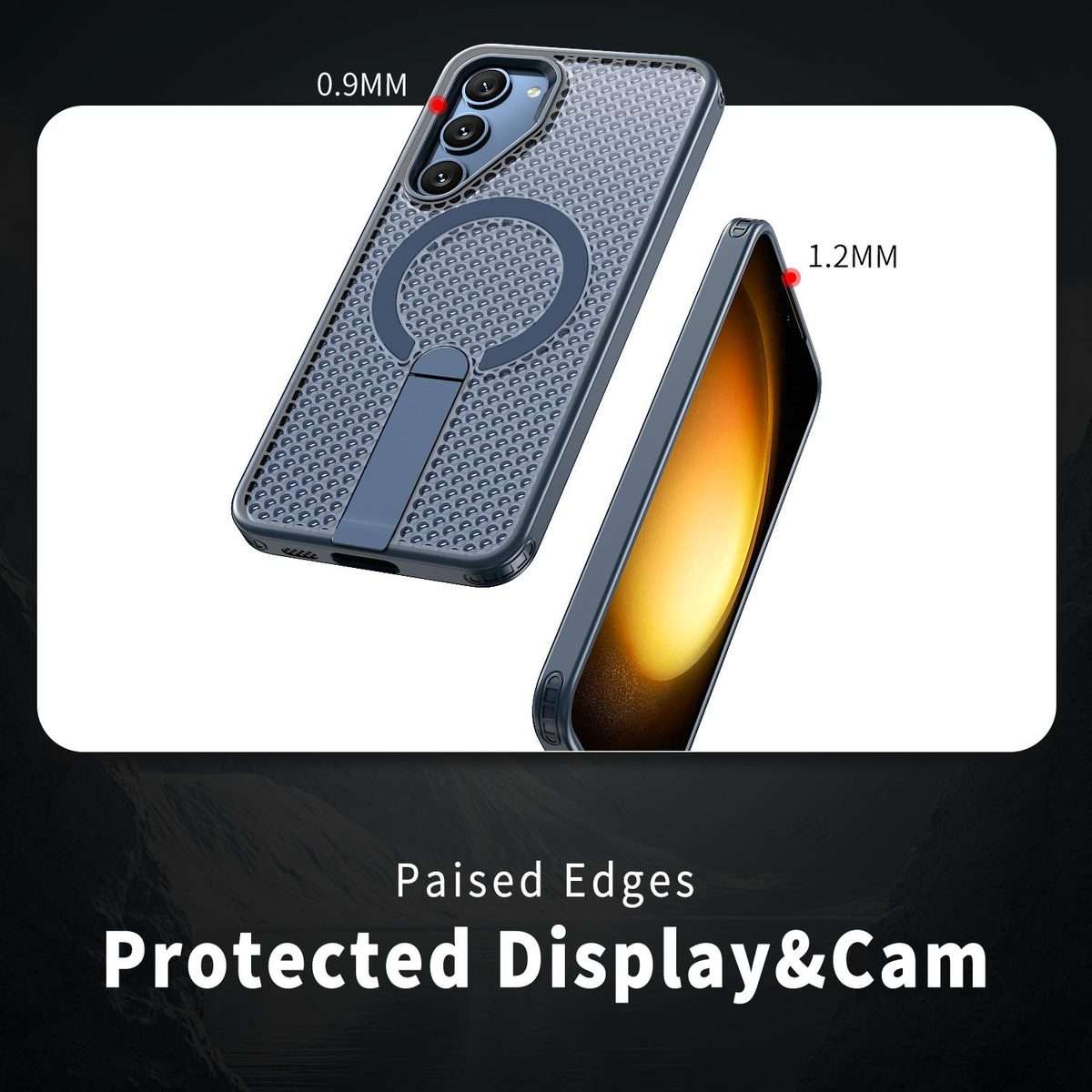 For Samsung Galaxy S23+ 5G Honeycomb Cooling MagSafe Holder Phone Case(Blue)