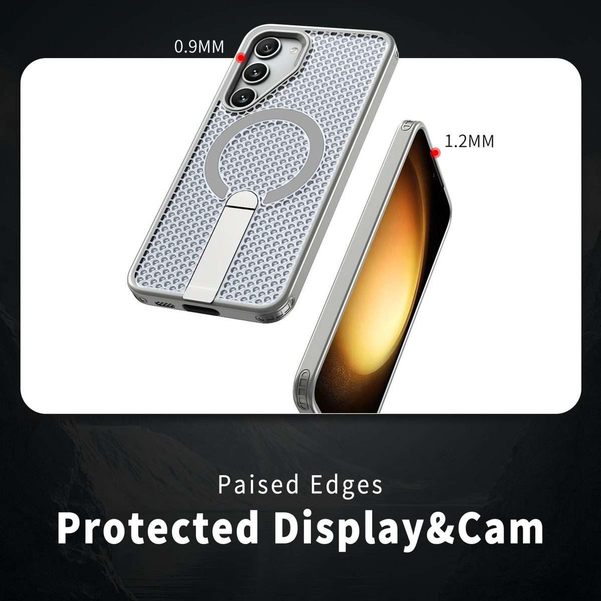 For Samsung Galaxy S23+ 5G Honeycomb Cooling MagSafe Holder Phone Case(Titanium Grey)