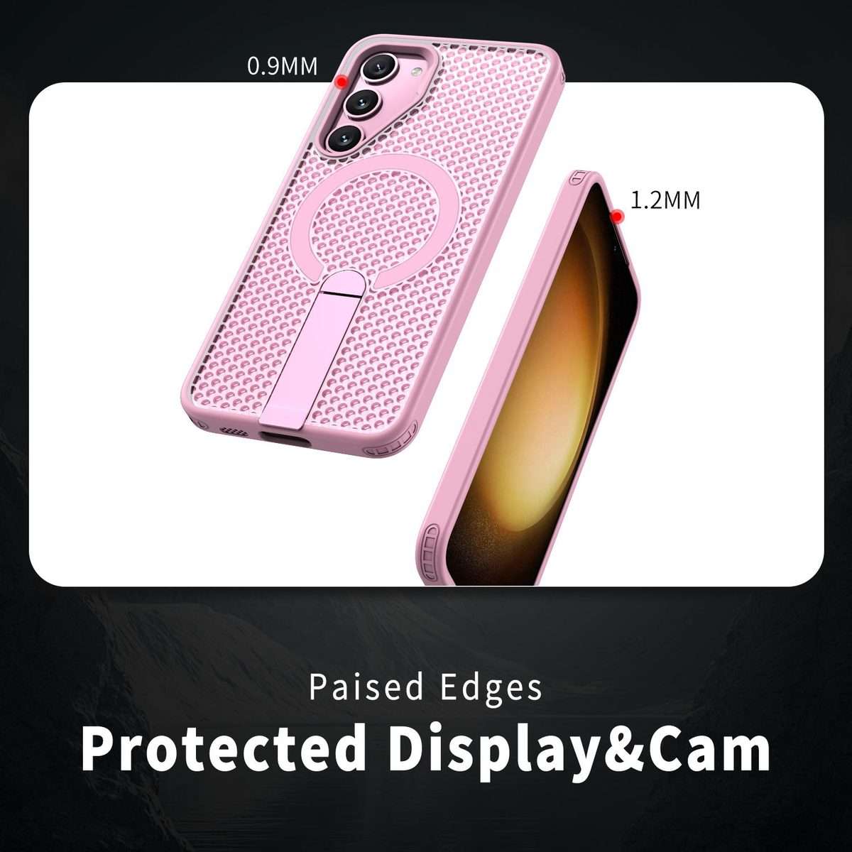 For Samsung Galaxy S23+ 5G Honeycomb Cooling MagSafe Holder Phone Case(Pink)