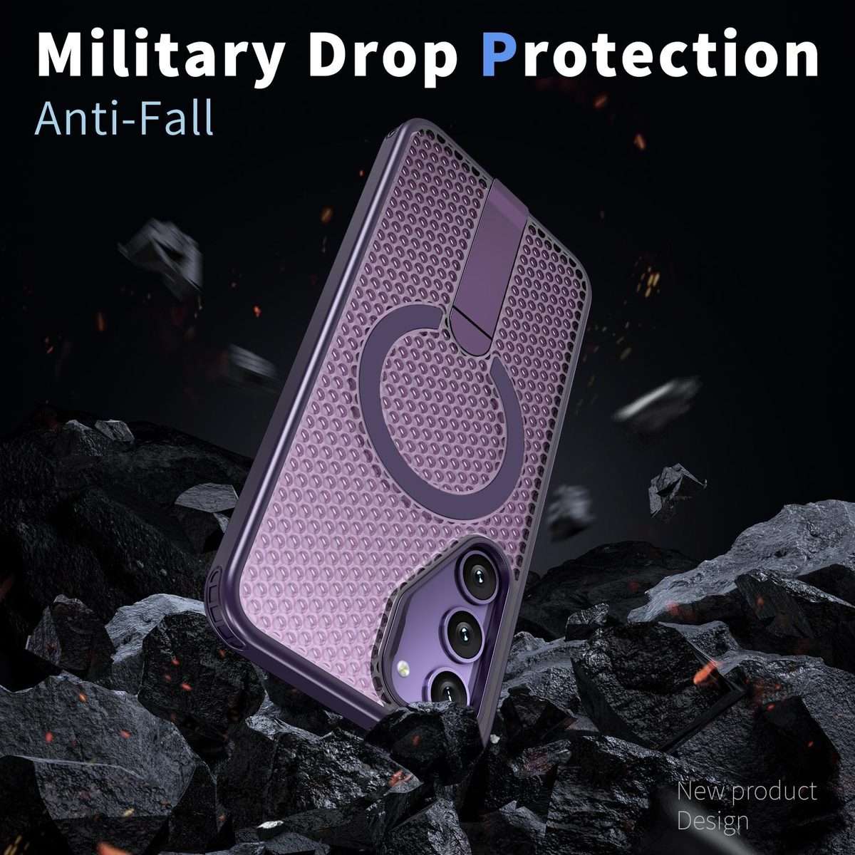 For Samsung Galaxy S23+ 5G Honeycomb Cooling MagSafe Holder Phone Case(Purple)