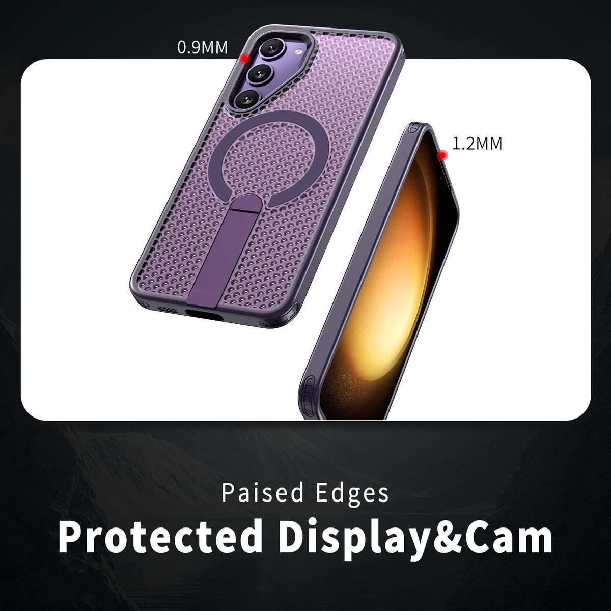 For Samsung Galaxy S23+ 5G Honeycomb Cooling MagSafe Holder Phone Case(Purple)